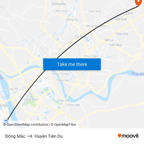 Đống Mác to Huyện Tiên Du map