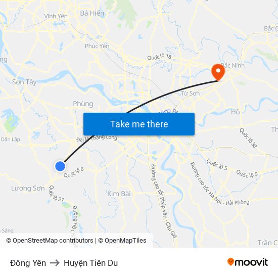 Đông Yên to Huyện Tiên Du map