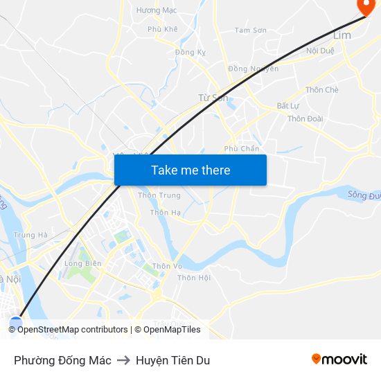 Phường Đống Mác to Huyện Tiên Du map