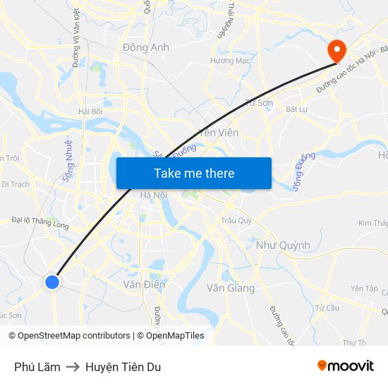 Phú Lãm to Huyện Tiên Du map