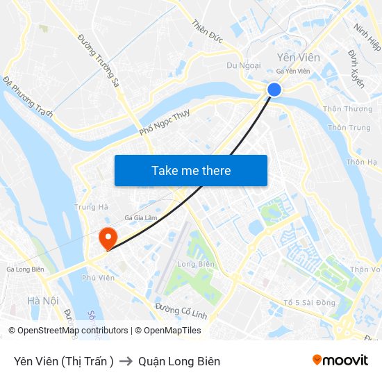 Yên Viên (Thị Trấn ) to Quận Long Biên map