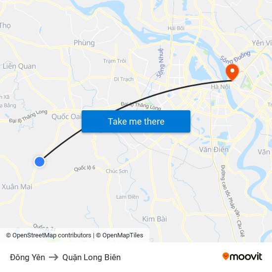 Đông Yên to Quận Long Biên map