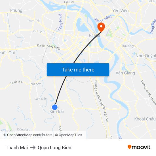 Thanh Mai to Quận Long Biên map