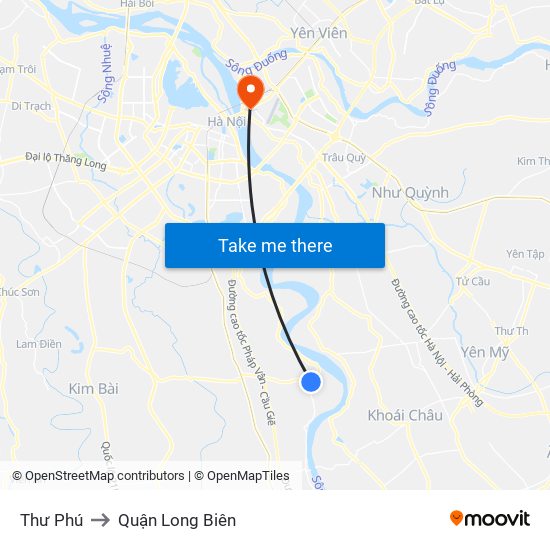 Thư Phú to Quận Long Biên map