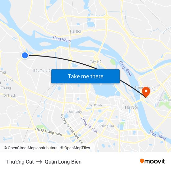 Thượng Cát to Quận Long Biên map