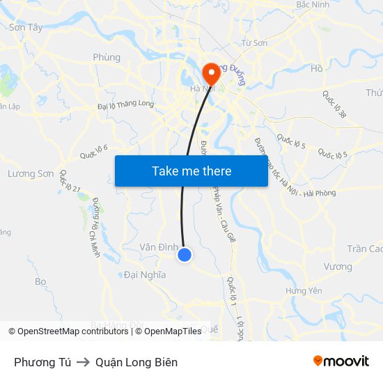 Phương Tú to Quận Long Biên map