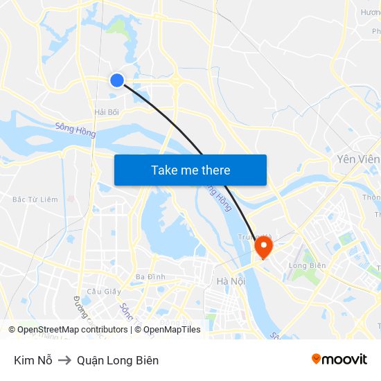 Kim Nỗ to Quận Long Biên map