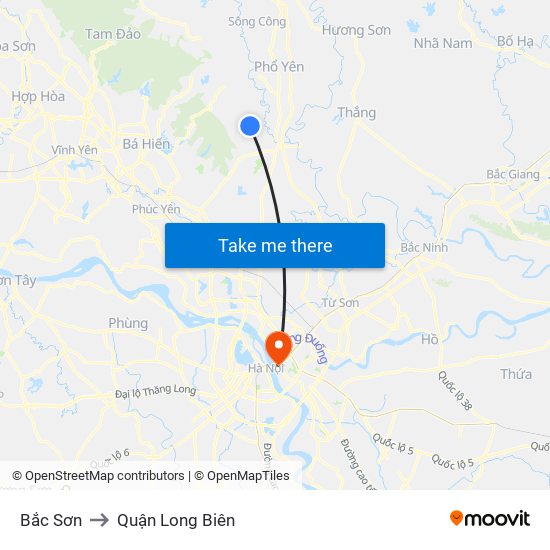 Bắc Sơn to Quận Long Biên map