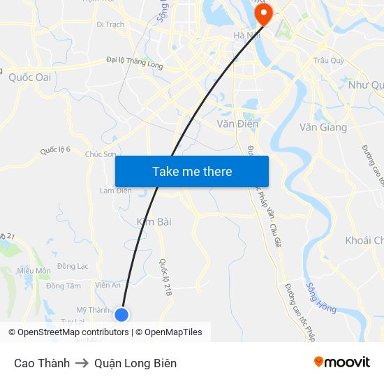 Cao Thành to Quận Long Biên map