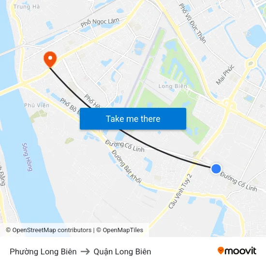Phường Long Biên to Quận Long Biên map