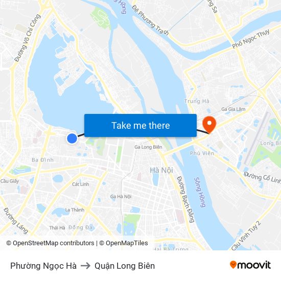 Phường Ngọc Hà to Quận Long Biên map