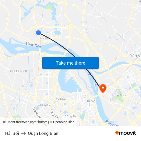 Hải Bối to Quận Long Biên map