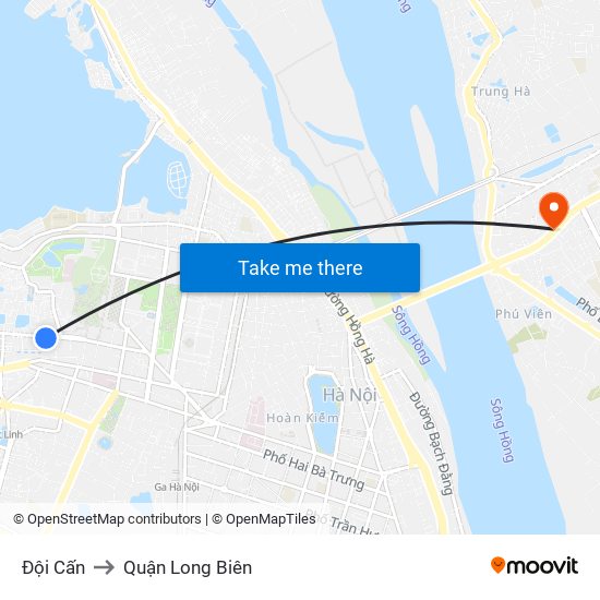 Đội Cấn to Quận Long Biên map