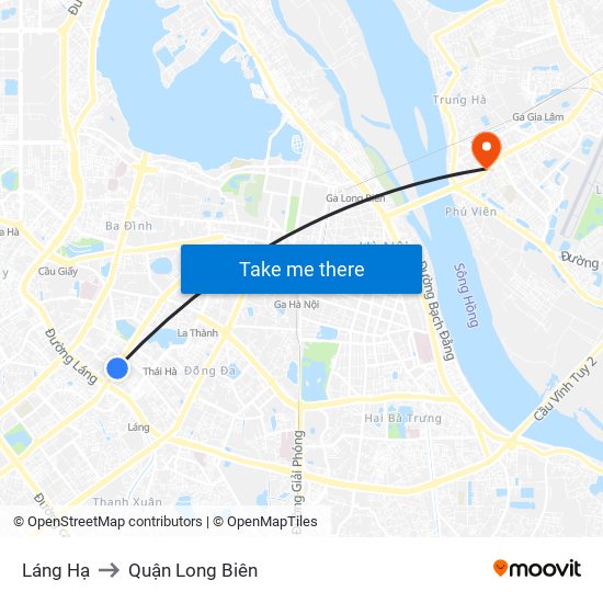 Láng Hạ to Quận Long Biên map