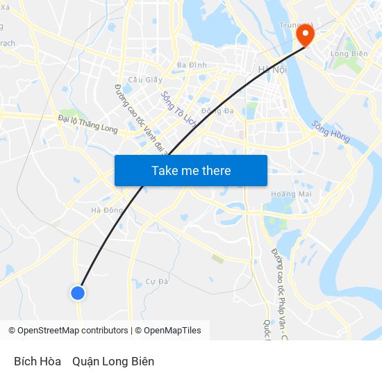 Bích Hòa to Quận Long Biên map