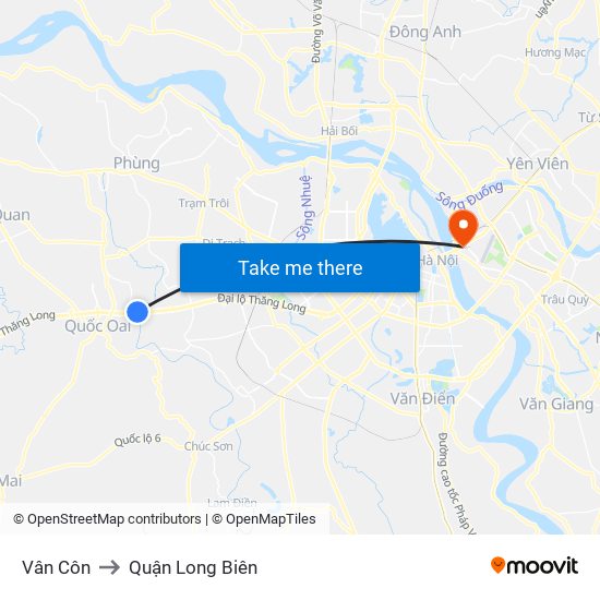 Vân Côn to Quận Long Biên map