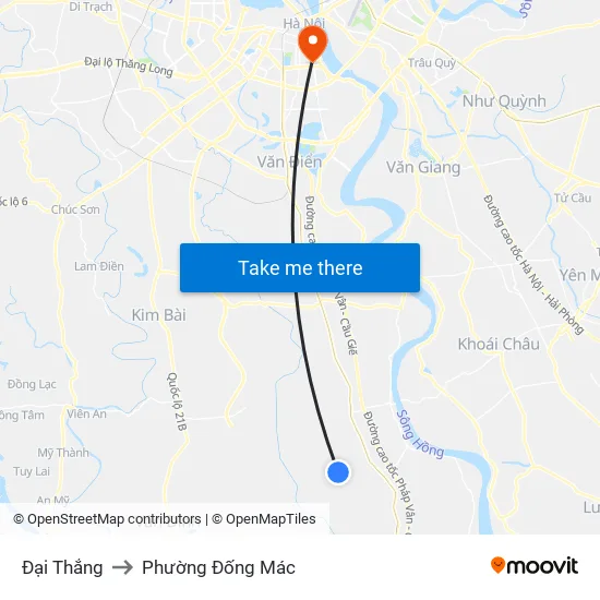 Đại Thắng to Phường Đống Mác map