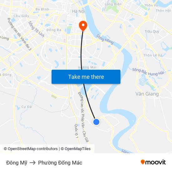 Đông Mỹ to Phường Đống Mác map