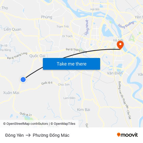 Đông Yên to Phường Đống Mác map