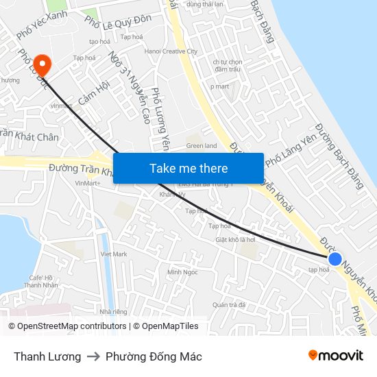 Thanh Lương to Phường Đống Mác map