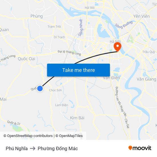 Phú Nghĩa to Phường Đống Mác map