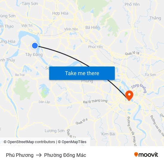 Phú Phương to Phường Đống Mác map
