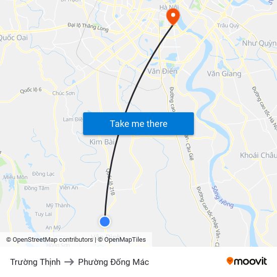 Trường Thịnh to Phường Đống Mác map