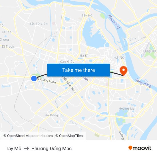 Tây Mỗ to Phường Đống Mác map