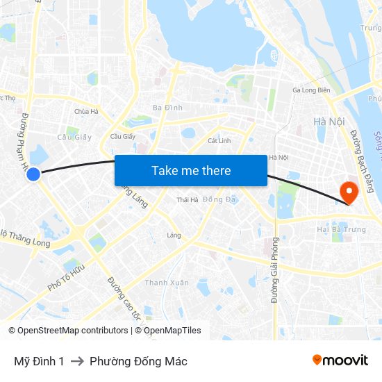 Mỹ Đình 1 to Phường Đống Mác map