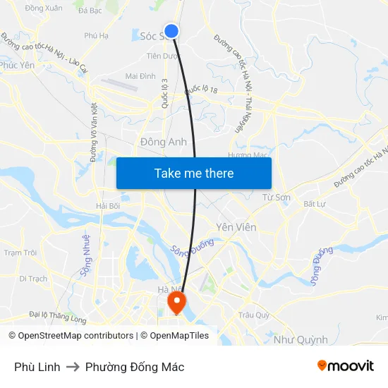 Phù Linh to Phường Đống Mác map