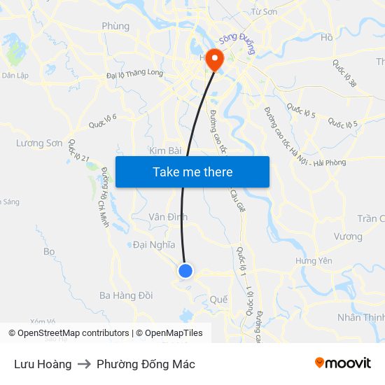 Lưu Hoàng to Phường Đống Mác map