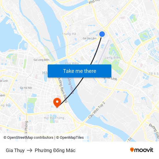 Gia Thụy to Phường Đống Mác map