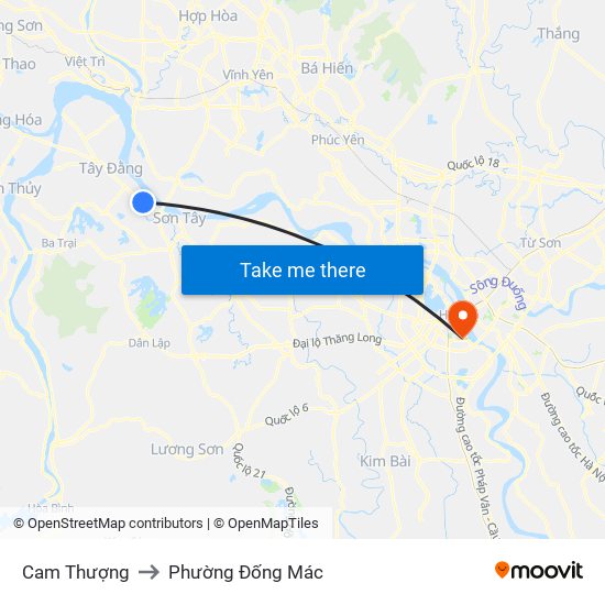 Cam Thượng to Phường Đống Mác map