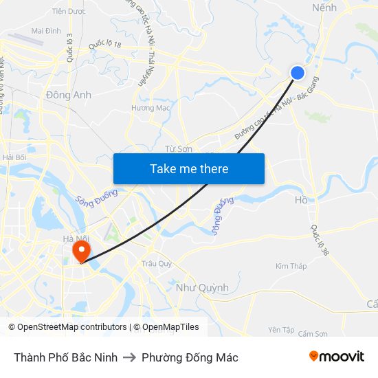 Thành Phố Bắc Ninh to Phường Đống Mác map