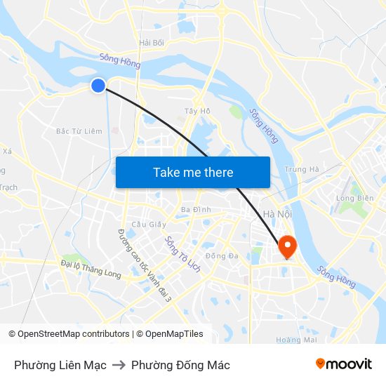 Phường Liên Mạc to Phường Đống Mác map