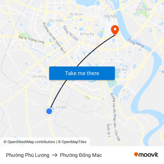 Phường Phú Lương to Phường Đống Mác map