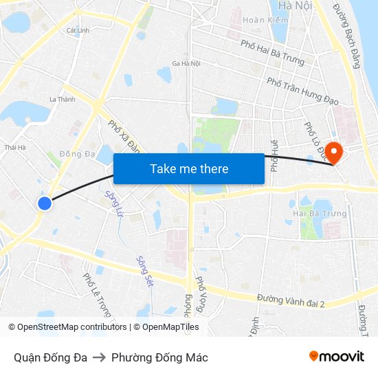 Quận Đống Đa to Phường Đống Mác map