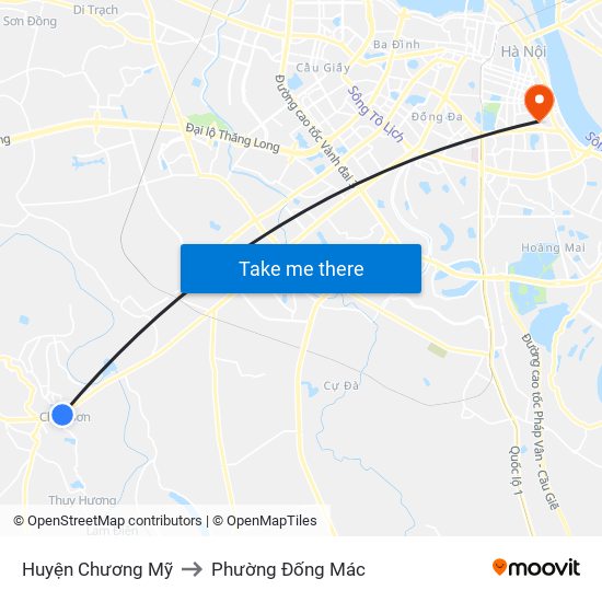 Huyện Chương Mỹ to Phường Đống Mác map