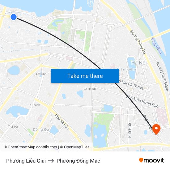 Phường Liễu Giai to Phường Đống Mác map