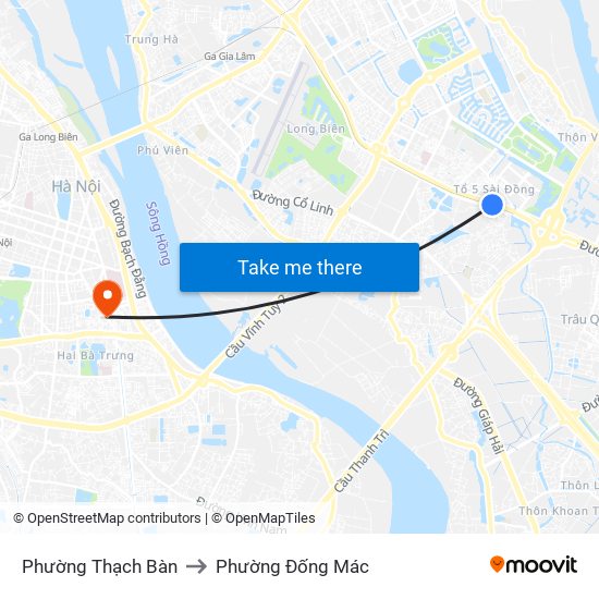 Phường Thạch Bàn to Phường Đống Mác map