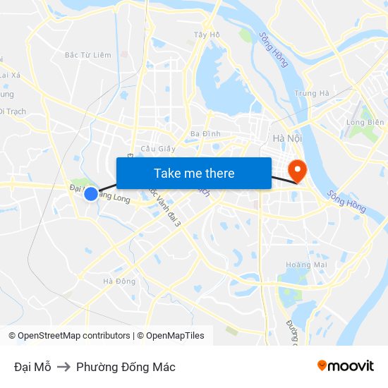 Đại Mỗ to Phường Đống Mác map