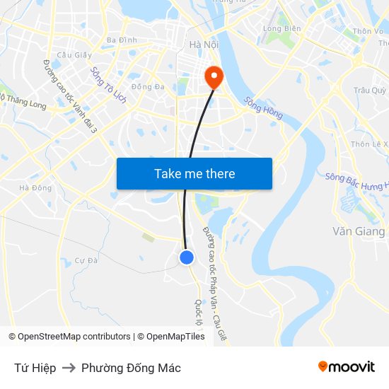 Tứ Hiệp to Phường Đống Mác map