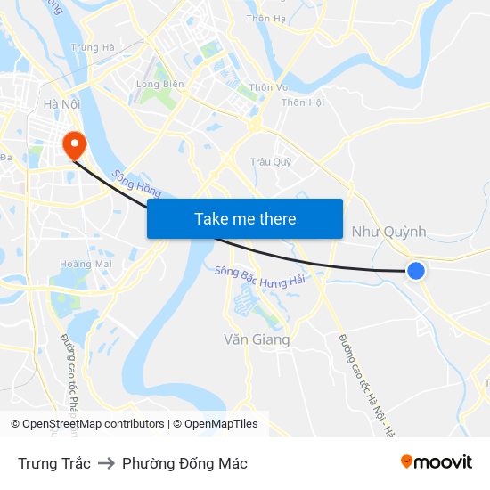 Trưng Trắc to Phường Đống Mác map