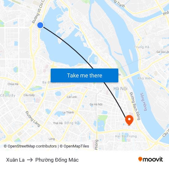 Xuân La to Phường Đống Mác map