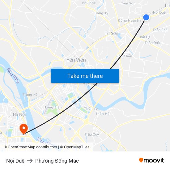 Nội Duệ to Phường Đống Mác map