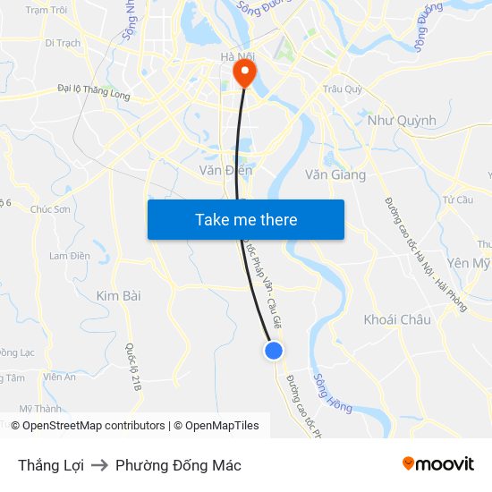 Thắng Lợi to Phường Đống Mác map