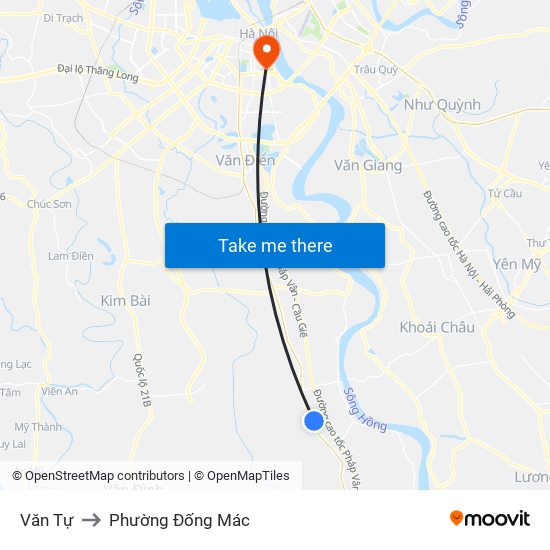 Văn Tự to Phường Đống Mác map