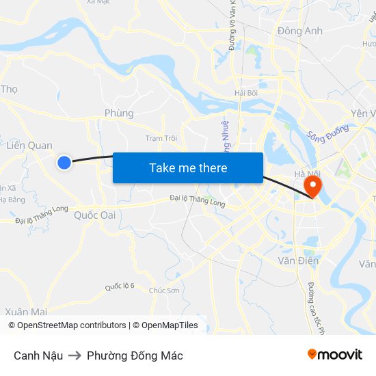 Canh Nậu to Phường Đống Mác map