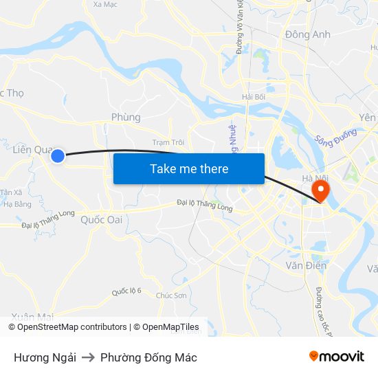 Hương Ngải to Phường Đống Mác map