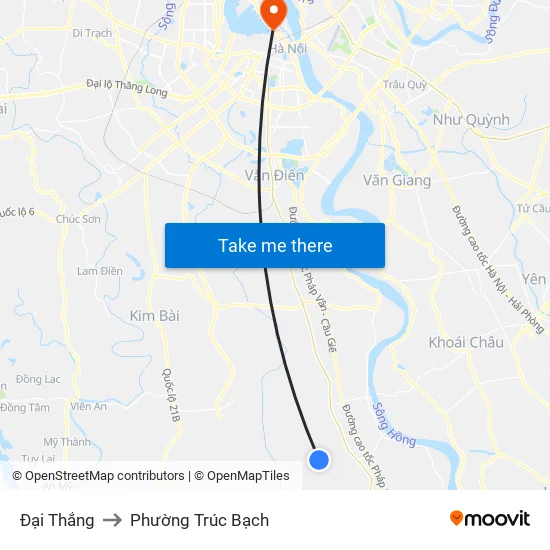 Đại Thắng to Phường Trúc Bạch map